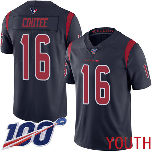 Houston Texans Limited Navy Blue Youth Keke Coutee Jersey NFL Football #16 100th Season Rush Vapor Untouchable